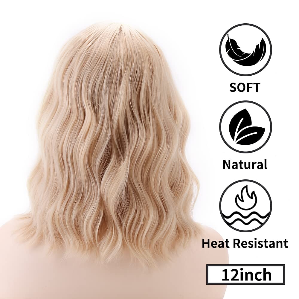 Roze Pruik met Luchtpony 12 Inch Korte Pastel Krullende Golvende Hittebestendige Synthetische Vrouwen Bob Pruik Cosplay Feest Schouderlengte Pruiken voor Meisjes Dagelijks Gebruik Natuurlijke 2026 - $17.49 –P9