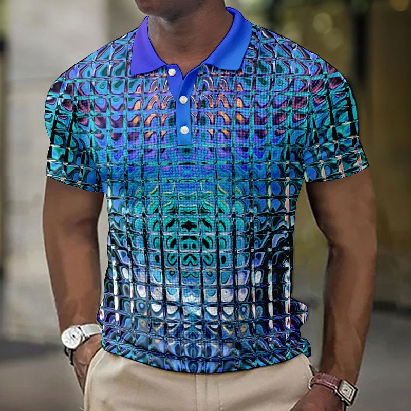Herren Grafik Waffel-Poloshirts Golfshirt Kurzarm Polo-Shirts Hemden mit Kragen Lässig Urlaubskleidung Rave-Kleidung Party-Outfits Knöpfe 3D-Druck Blau-Grün Gelb Rote 2025 - $22.99 –P2