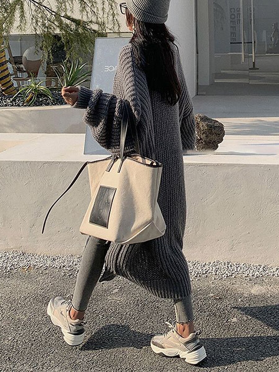 Women's Cardigan Sweater V Neck Ribbed Knit Acrylic Pocket Fall Winter Long Outdoor Daily Going out Stylish Casual Soft Long Sleeve Solid Color Camel Khaki Beige One-Size 2023 - US $23.99 –P11