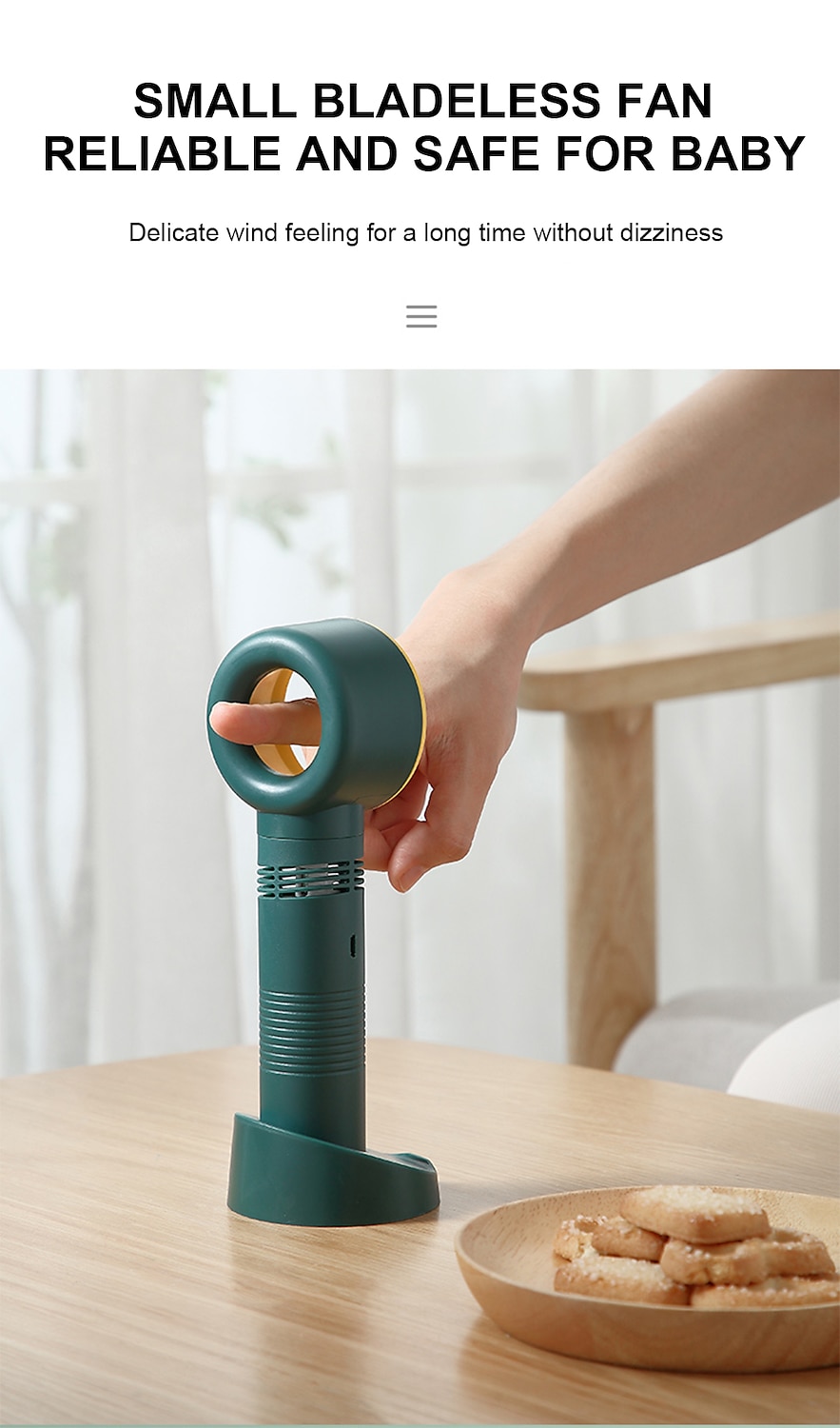 Bladeless Handheld Fan – USB Rechargeable Silent Electric Fan for Desk or Travel, Turbo Design 2025 - $19.99 –P4