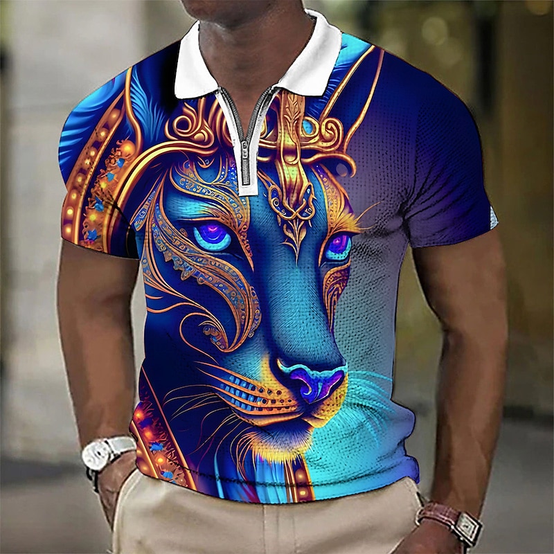 Men's Animal Leopard Graphic Prints Waffle Polo Shirts Polo Shirts Zip Polo Golf Shirt Short Sleeves Shirt Turndown Casual Daily Yellow Zipper Print Clothing Apparel Fashion Designer Casual Breathable 2026 - $23.99 –P2