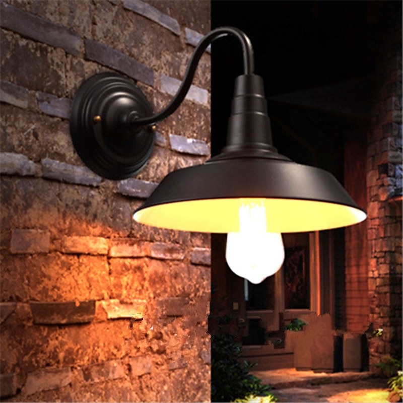 Lámpara de granero para interiores y exteriores, resistente al agua, de cuello de cisne negro, aplique de pared industrial vintage para almacén, iluminación de porche de pared de granja moderna, 110-240 V 2025 - $66.99 –P3