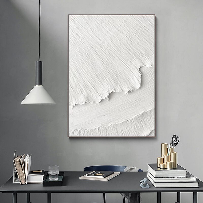 Moderne Wandmalerei, schwer strukturiert, dick, 3D-abstrakt, weiß, Acrylgemälde, Leinwand, Bild, Kunst, handgemaltes Wandkunstwerk 2025 - $233.79 –P5