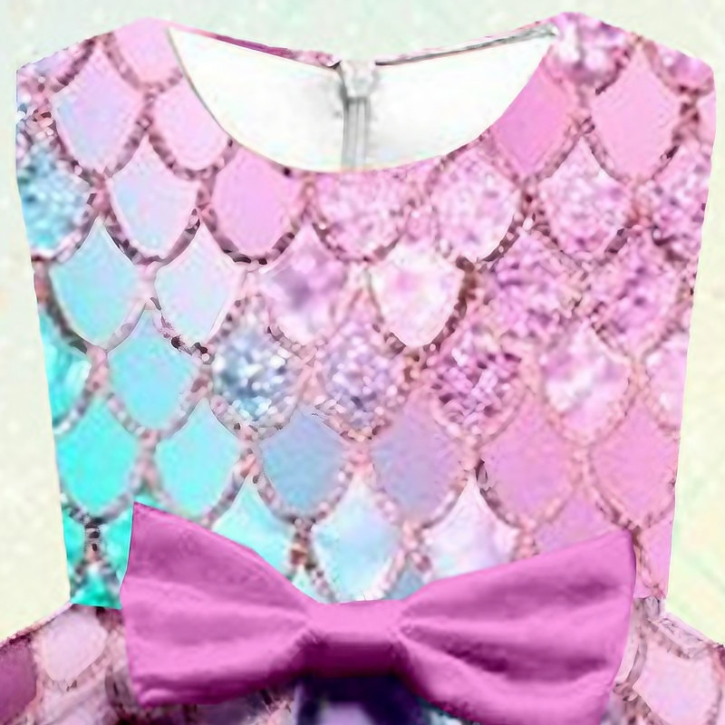 Copii Fete Rochie Rochie de petrecere Sirenă Fără manșon Oficial Bufantă Crewneck Elegant Frumoasa Poliester Lungime Genunchi Rochie leagăn Rochie A line Toamnă Iarnă 3-10 ani Roz Îmbujorat 2026 - $24.99 –P4