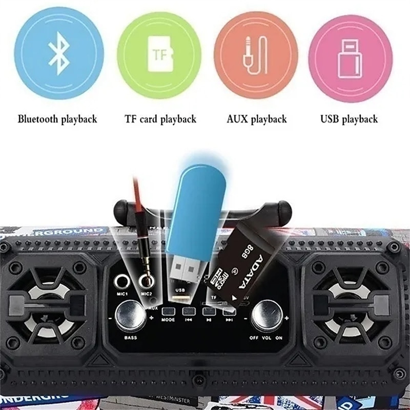 2025年 新しい usb /aux/tf カード電話 pc サブウーファースピーカーフォンワイヤレス bluetooth ポータブルスピーカーサラウンドステレオ屋外スピーカー  コレクション – $104.99 –P8