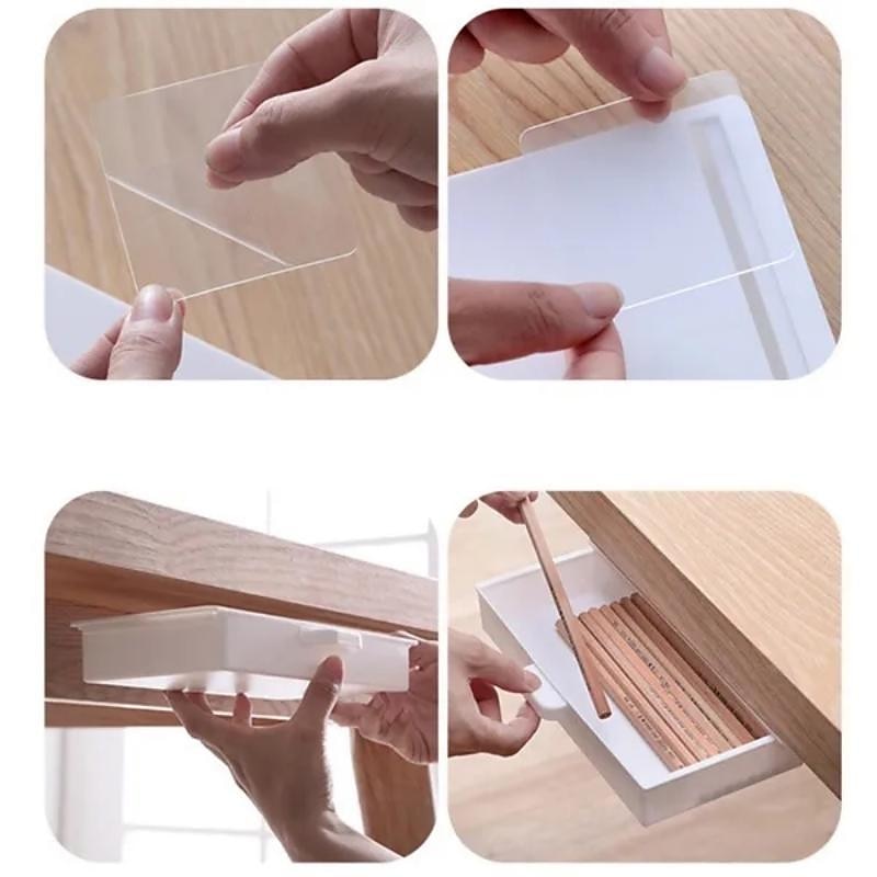 Schreibtisch-Aufbewahrungsbox, unsichtbare Lade-Büro-Paste-Typ-Finishing-Box, Studenten-Schlafzimmer-Desktop-Kreativ-Schreibwaren-Box 2025 - $9.99 –P13
