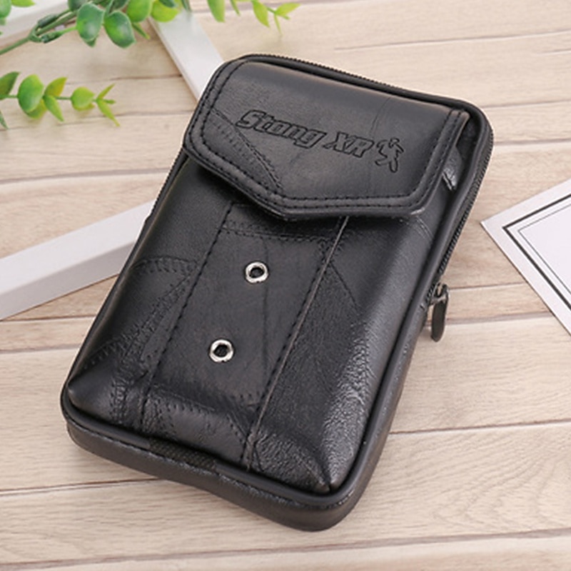Large Capacity Men's Leather Bag Wear Belt Waist Bag Mobile Phone Bag Men's Coin Purse Cigarette Bag 2025 - $14.99 –P5