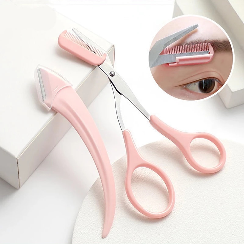 1 conjunto de faca para aparar sobrancelha navalha de rosto para mulheres tesoura de sobrancelha profissional com pente aparador de sobrancelha raspador accesso de 2025 por $9.49 –P11
