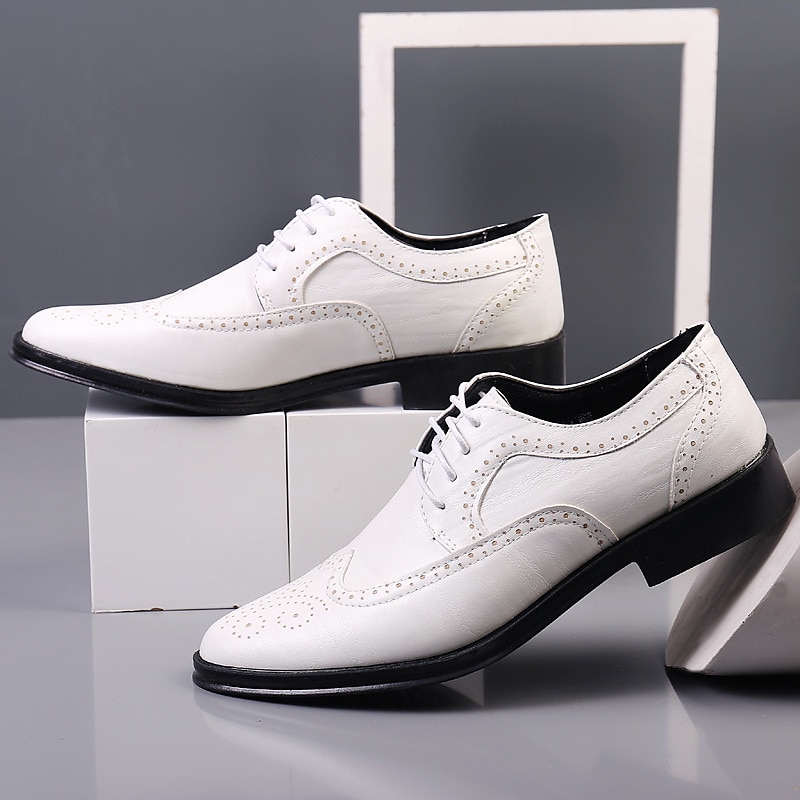 klassiske kjolesko i brogueskinn for menn, stilige oxfordsko med snøring med vinger, elegant formelt fottøy for forretnings- og spesielle anledninger 2025 - $42.99 –P1