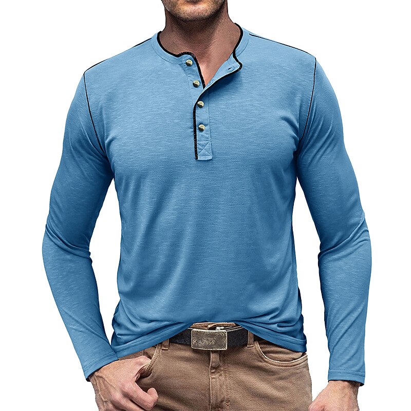 Férfi Gombos póló Henley ing Tee Top Hosszú ujj Henley Nyár Sima Divat Dizájn Alap Vakáció Utca Alkalmi Fehér Sárga Piros Férfi felső póló 2025 - $30.99 –P16