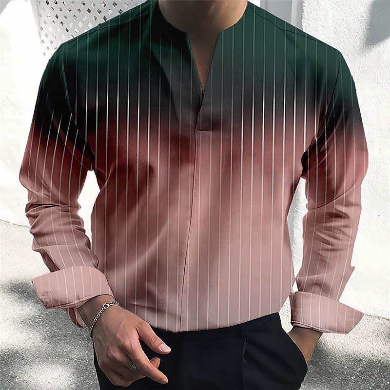 Voor heren Overhemd Verloop Buiten Casual Blozend Roze blauw Groen Khaki Lange mouw V-hals Zomer Herfst Kleding Afdrukken 2025 - $26.99 –P5