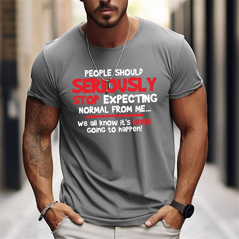 Homme Lettre Impressions Graphiques T-shirt T-shirt graphique Coton Manche Courte Graphique Chemise Noir Gris foncé Vert Véronèse T-shirt confortable Extérieur Rue Vêtements de créateurs de mode de 2025 ? $15.99 –P4