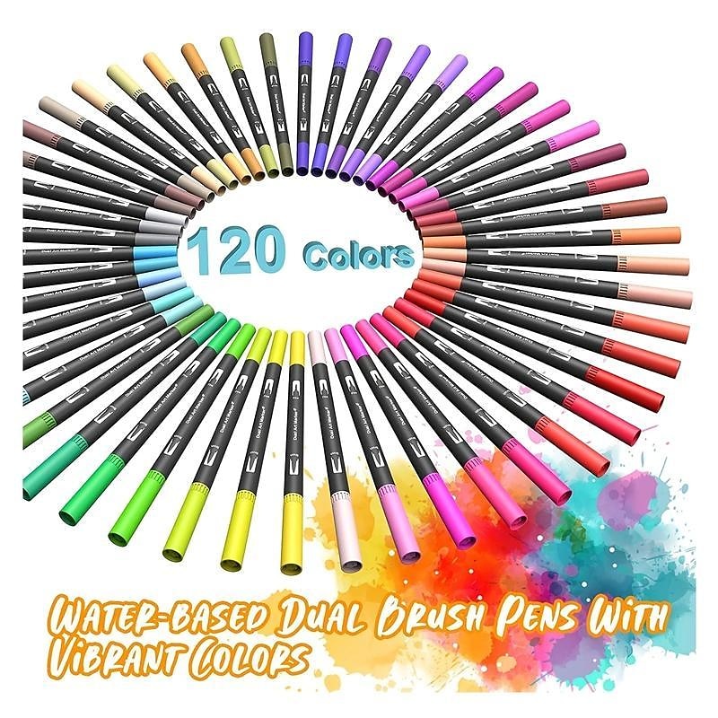 Double Head Coloured Pen, 100 Dual Tip Markers