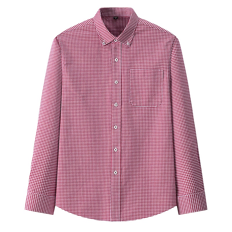 Herr Skjorta Button Down skjorta Icke-järnskjorta Oxford skjorta Pläd / Randig / Chevron Bröllop Kontor & Karriär Svart Rubinrött Blå Långärmad Tröjkrage Alla årstider Kläder Mönster 2025 - $31.99 –P6