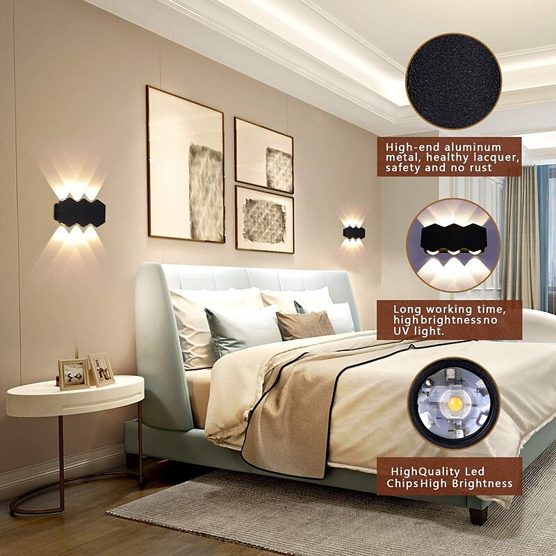 lampada da parete a led per esterni 2w 4w 6w 8w illuminazione su / giù lampada da parete per interni a doppia testa curva impermeabile ip65 lampada da camera moderna ac85-265v del 2025 a $16.49 –P1