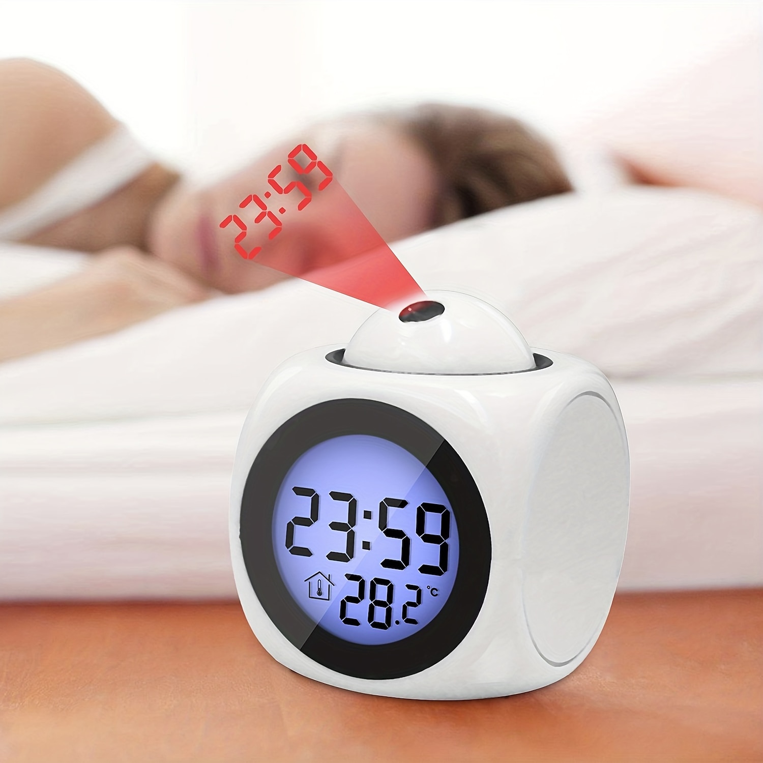 LED Smart Light  Projection Digital LED Alarm Clock for Bedroom on Ceiling Wall Dimmer USB Charger Battery Time And Temperature Display Backup Loud Dual Alarm Clock for Heavy Sleeper Kid Elderly 2025 - $13.99 –P7