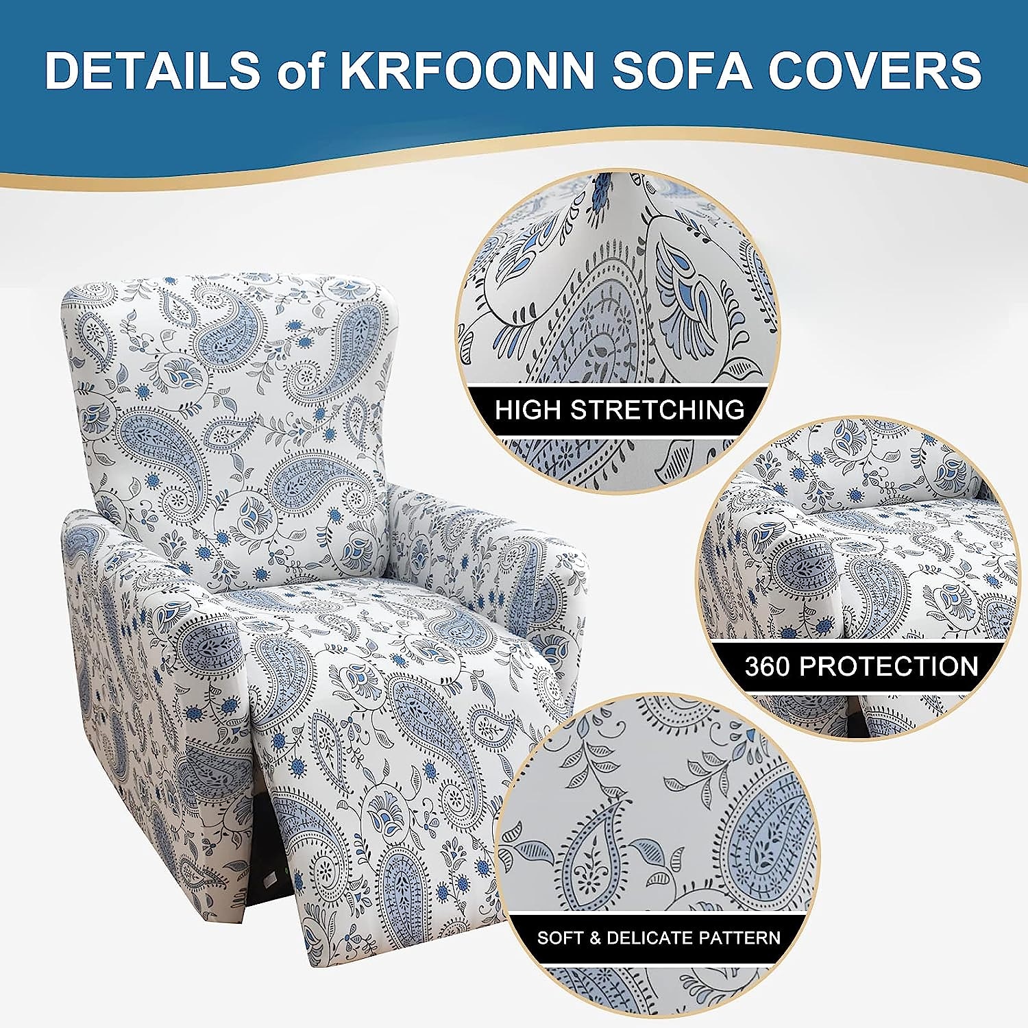 Capas de sofá reclinável de um assento capa de cadeira reclinável capa de móveis para sofá reclinável capa floral com fundo elástico (inclui 1 capa de encosto, 1 capa de assento, 2 capas de apoio de de 2025 por $47.99 –P4