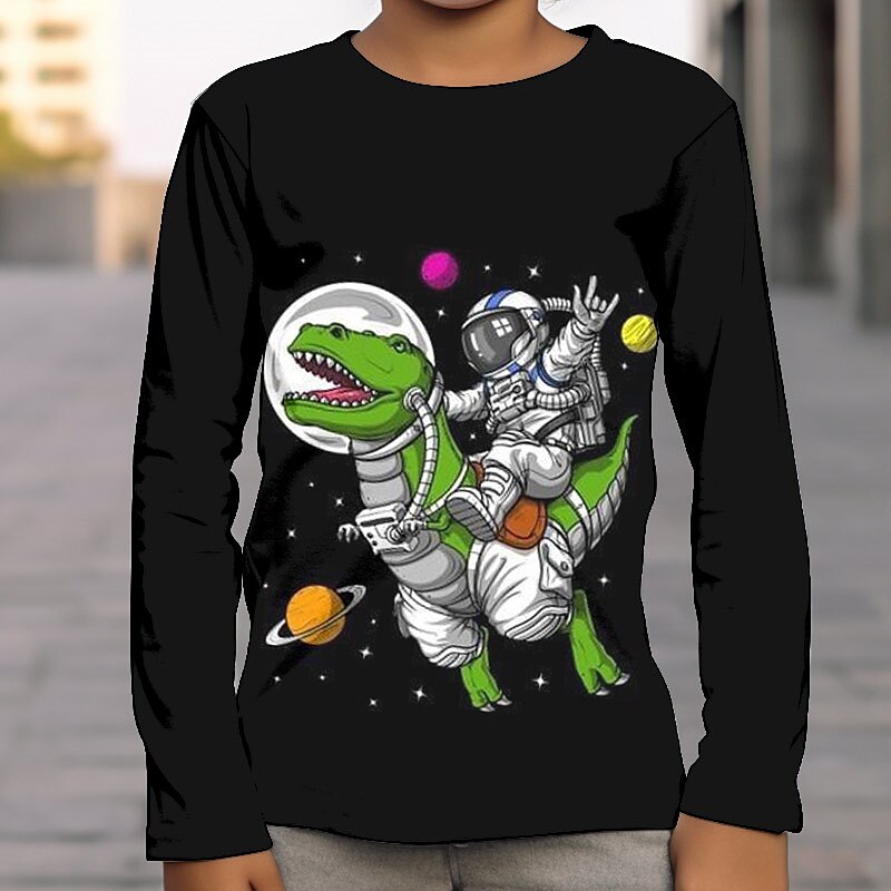 Dla chłopców 3D Graficzny Wszechświat Dinozaur Podkoszulek T-shirt Długi rękaw Druk 3D Lato Wiosna Jesień Sport Moda Moda miejska Dzieci 3-12 lat Na zewnątrz Codzienny Regularny 2025 - $13.99 –P8