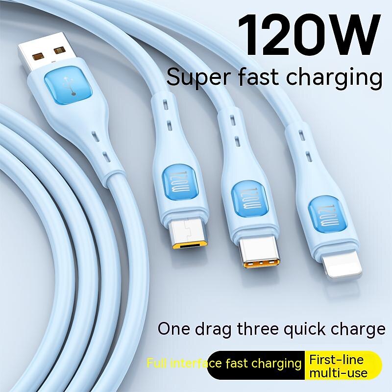 3 in 1 ontwerp voor mac 120w usb c multi snellaadkabel 3in1 meerdere telefoonoplader kabel usb c multikabel met type c/micro usb/ip voor samsung s23 s22 s21 voor iphone 14 13 12 11 x xs 8 7 pad 2025 - $12.99 –P4