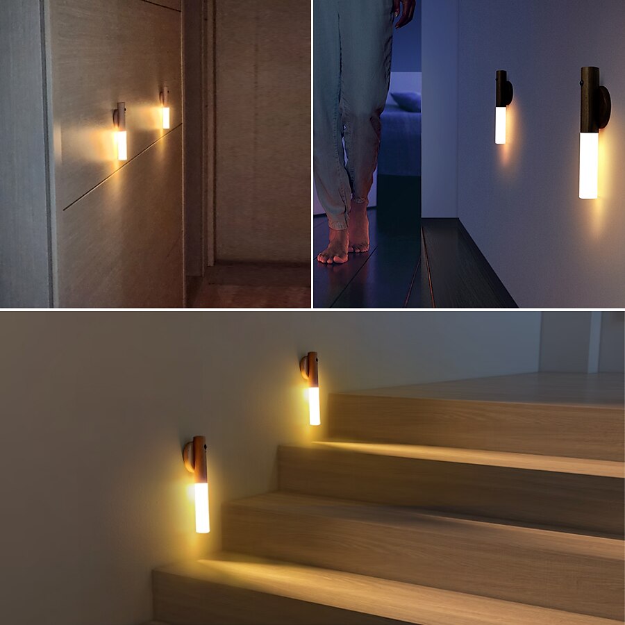 led pir capteur de mouvement humain applique usb bâton en bois déplacer la lumière de nuit magnétique couloir armoire garde-robe lumière décor à la maison lumière de 2025 ? $31.99 –P2