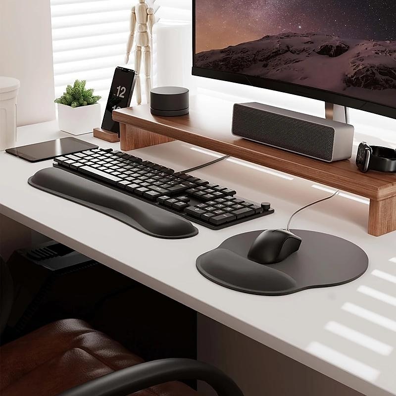 Mouse Pad with Wrist Support, Non-Slip - Monitor Mounts
