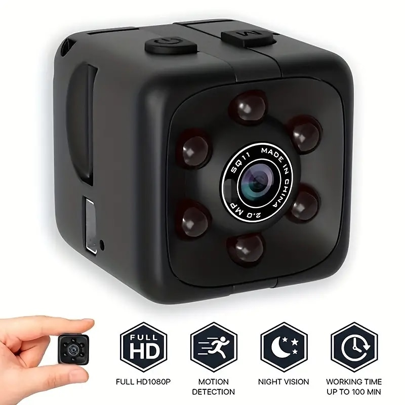 1pc SQ11 1080P Portable Wearable Night Vision Small HD Nanny Camera Mini Indoor Covert Security Cube Camera Conference Video Recorder 2025 - $22.99 –P8
