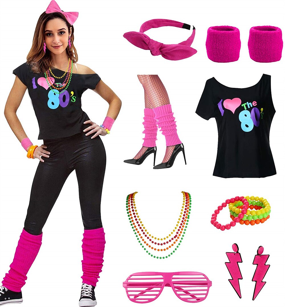 Retro / vintage Discotecă Anii 1980 Ținute Accesorii Tricou cu umeri Iubesc anii 80 Costume de fancy Pentru femei Mascaradă Petrecere / Seara Parada Mândriei Luna Mândriei Adulți Costum 2026 - $55.99 –P3