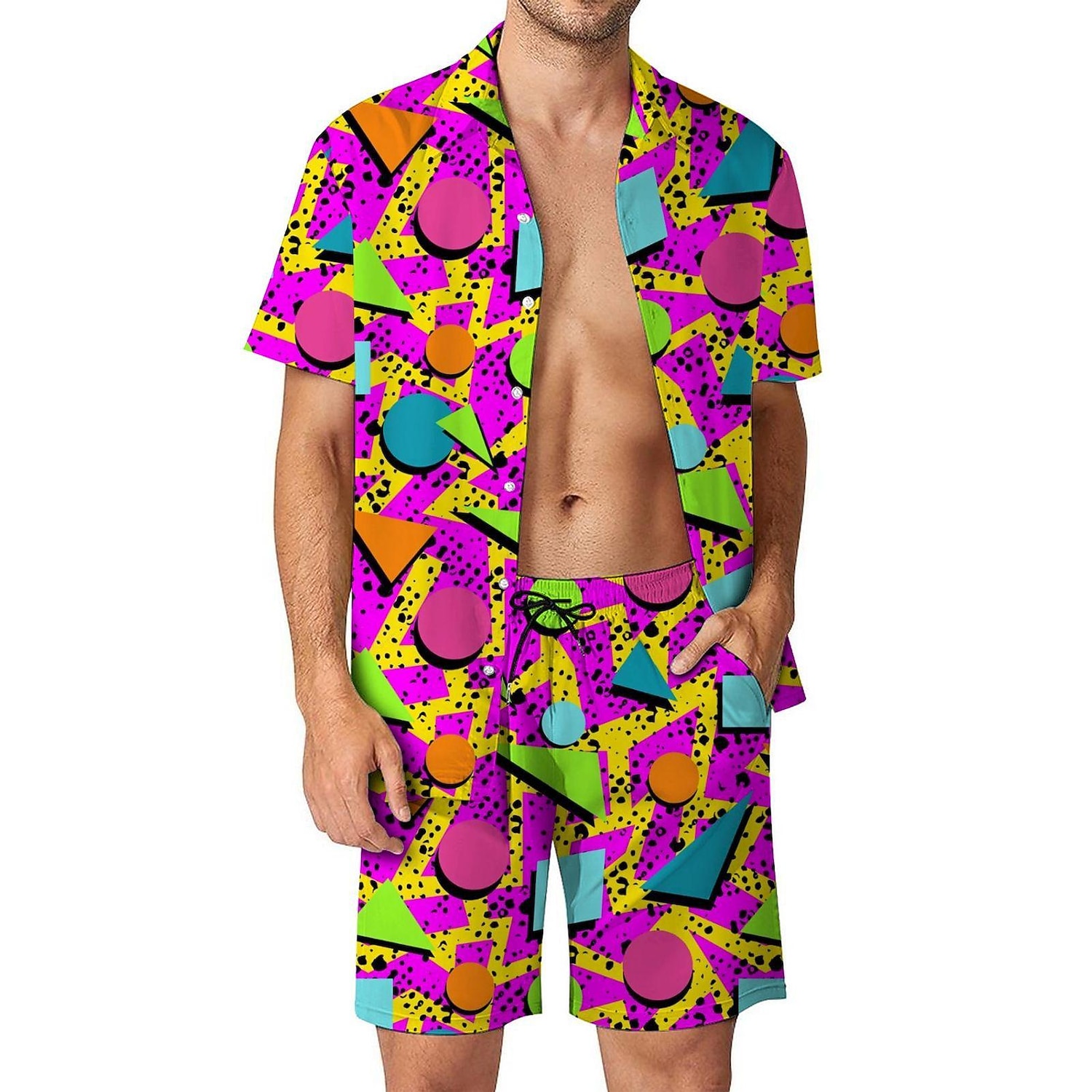 Klassisch 1980er Shorts Hemd Badeshorts Kostüm Herren Urlaub Alltagskleidung Pride Parade Erwachsene Hemd Shorts Sommer 2026 - $35.99 –P2