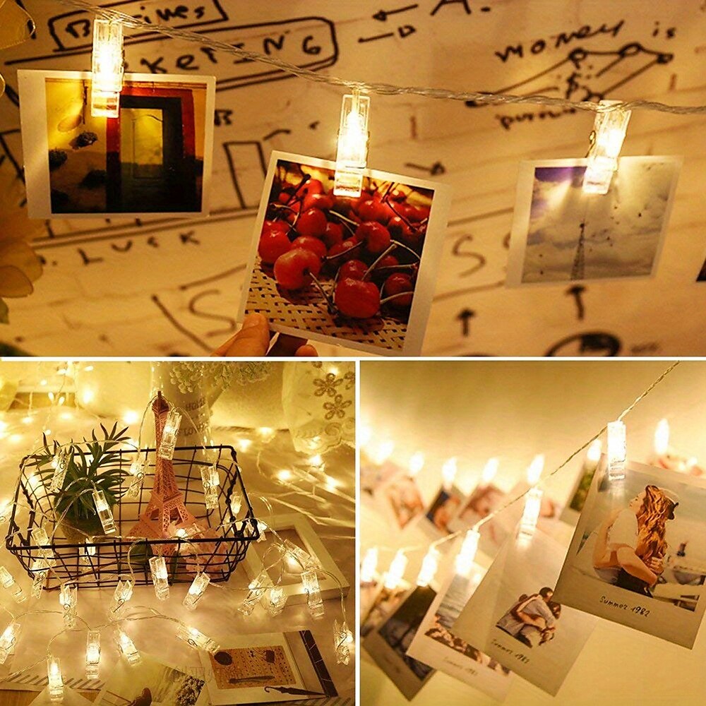 Guirlande lumineuse étanche pour réception de mariage, fête, photo, 1,5 m/3 m/6 m, guirlande lumineuse en cuivre avec clips pour chambre à coucher, décoration murale de 2025 ? $15.49 –P1