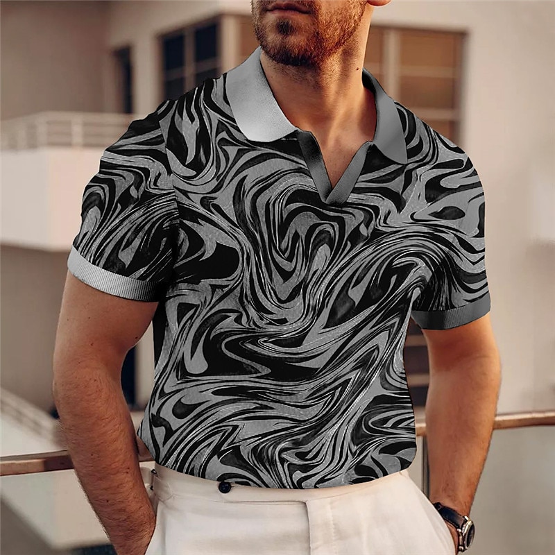Herr Grafisk Pikétröjor Golftröja Kortärmad Polotröjor V-hals Ledigt Semesterkläder Rave Wear Festkläder 3D-utskrift Gul Rubinrött Blå 2025 - $22.99 –P10