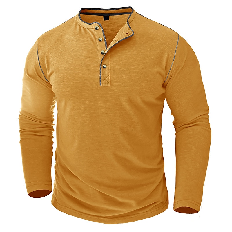 Férfi Gombos póló Henley ing Tee Top Hosszú ujj Henley Nyár Sima Divat Dizájn Alap Vakáció Utca Alkalmi Fehér Sárga Piros Férfi felső póló 2025 - $30.99 –P11