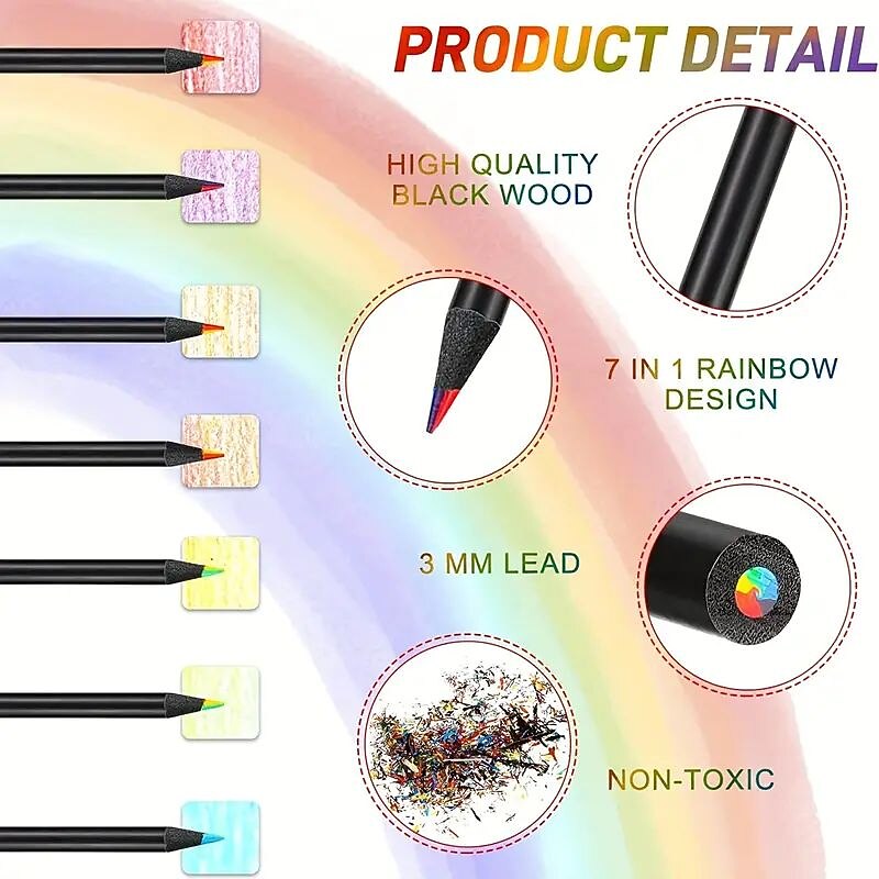 8pcs lápis de cor do arco-íris 7 cores em 1 lápis de cor do arco-íris presente para crianças. adequado para escolas, professores, alunos, crianças, para esboçar, rabiscar, colorir, pintar de 2025 por $12.49 –P2