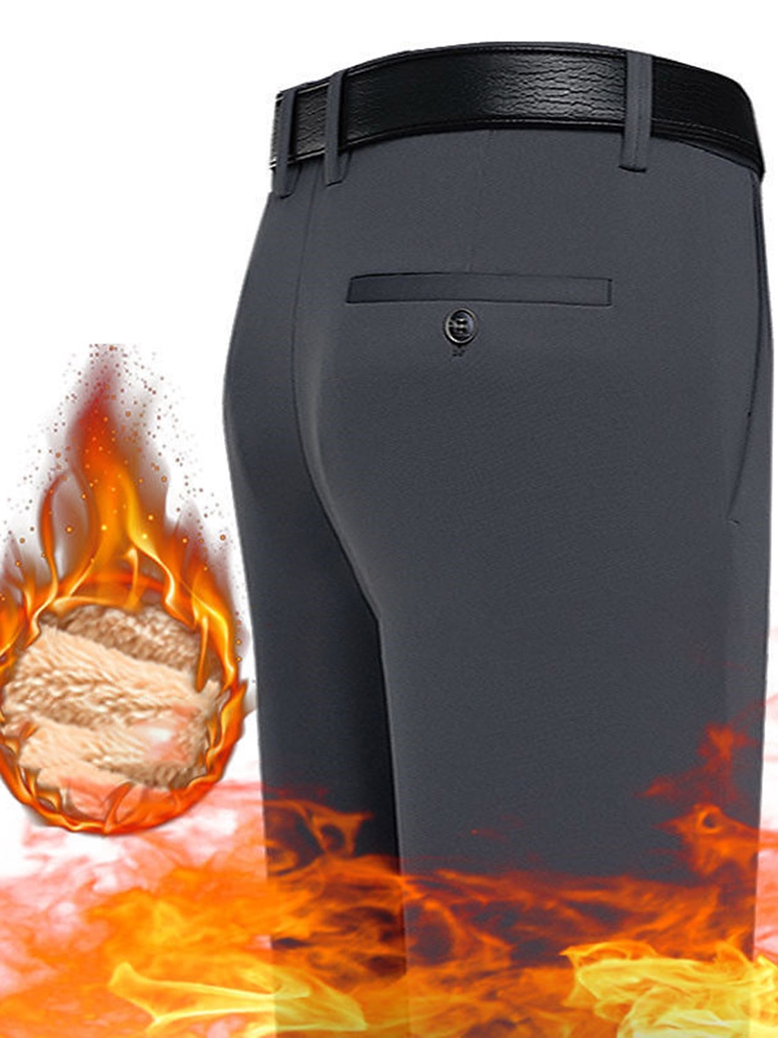 Herr Sherpa Kostymbyxor Vinterbyxor Långbyxor Fleece Slät Komfort Andningsfunktion Utomhus Dagligen Utekväll Mode Ledigt Svart Marinblå 2025 - $22.99 –P2