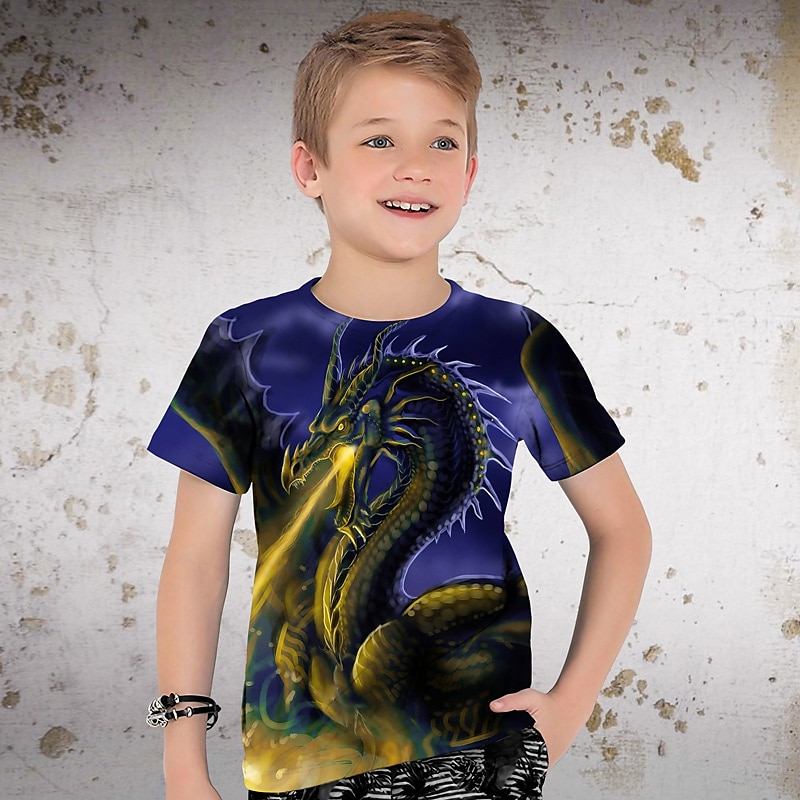 Boys 3D Graphic Animal Dragon T shirt Tee Short Sleeve 3D Print Summer Spring Active Sports Fashion Kids 3-12 Years Outdoor Casual Daily Regular Fit 2025 - $11.99 –P8