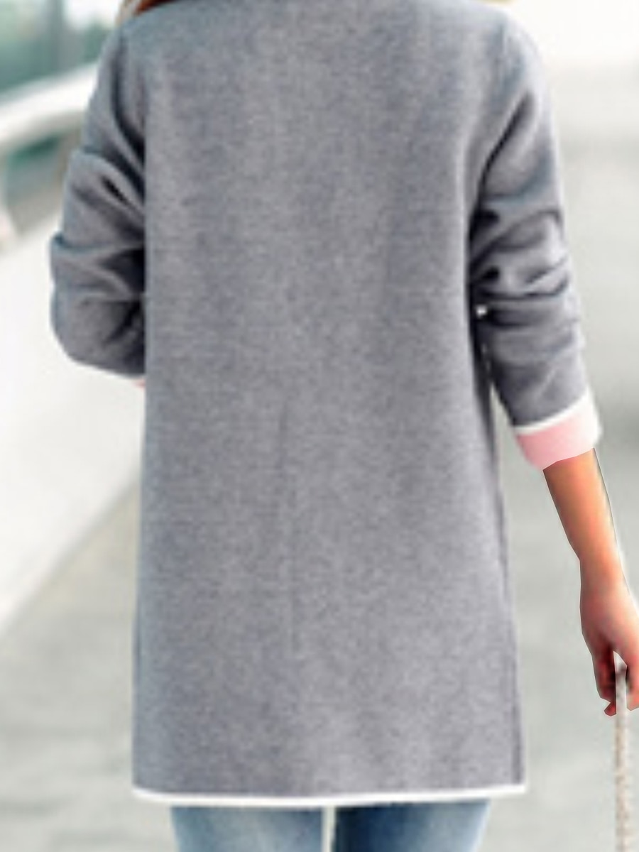 Women's Winter Coat Fall Warm Cardigan Stand Collar Trench Coat with Pocket Plain Breathable Street Daily Wear Fashion Casual Loose Fit Outerwear Long Sleeve Pink Rose Red Gray M L XL XXL 3XL 4XL 2023 - US $27.99 –P4