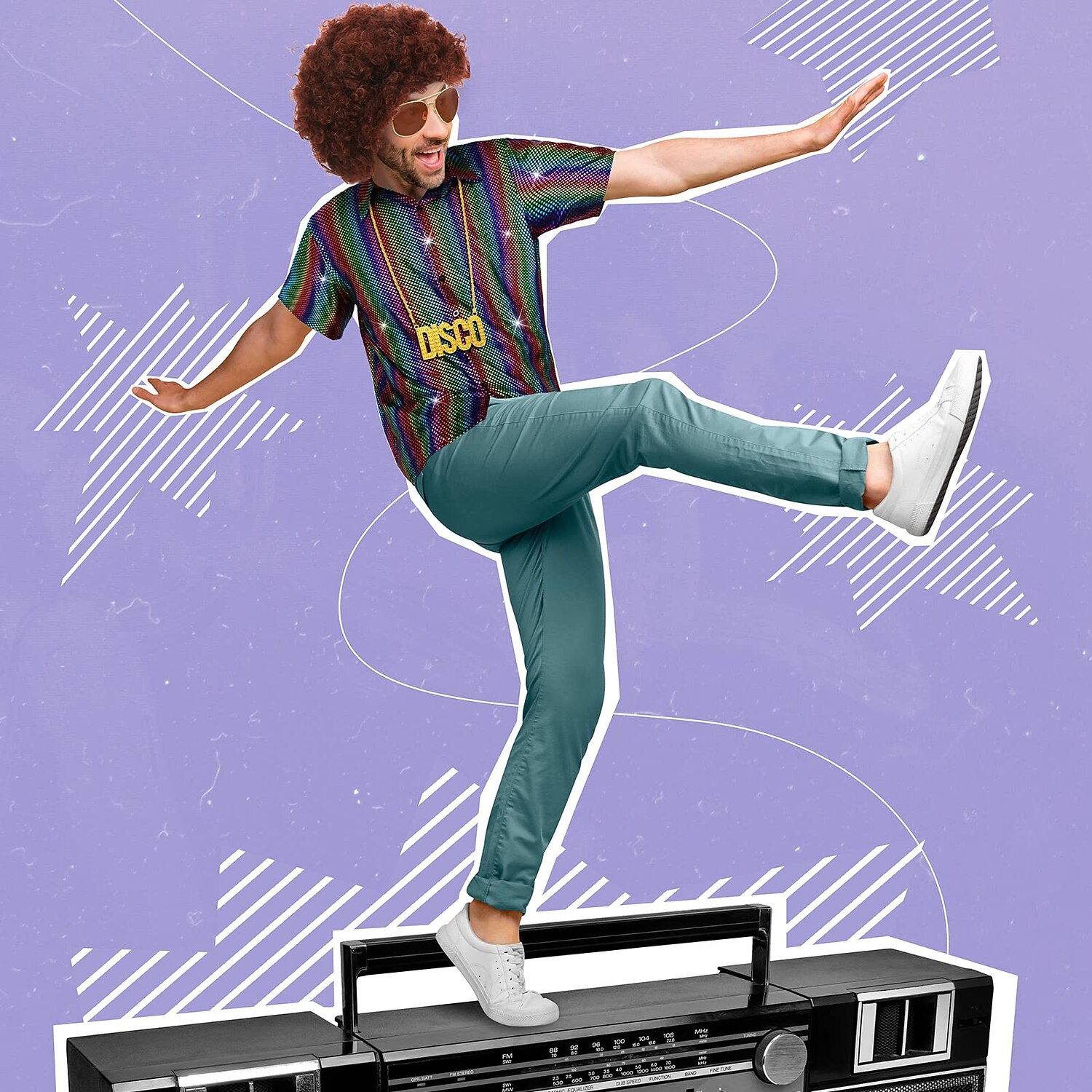 Retrò Vintage Anni '70 Disco Costume Cosplay Abiti Cosplay Costume Per uomo Carnevale Mascherata Festa / Sera Parata dell'Orgoglio Mese dell'orgoglio Adulti Blusa Occhiali Accessori per il Collo del 2026 a $51.99 –P8