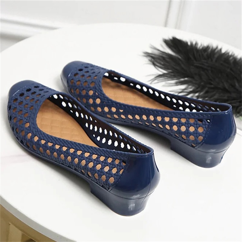Zapatos planos azul marino calados sin cordones para mujer: zapatos ligeros y transpirables con plantilla acolchada para uso informal de verano y paseos por la playa. 2026 - $14.99 –P2