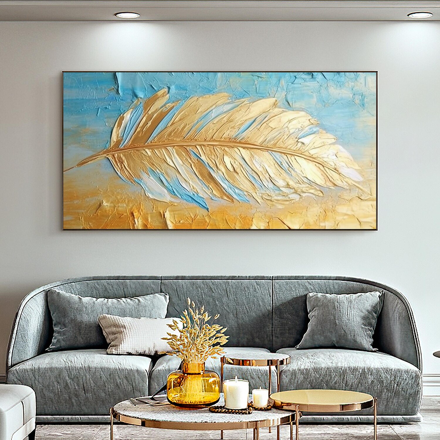 Handmade Oil Painting Canvas Wall Art Decor Original Feather Painting for Home Decor With Stretched Frame/Without Inner Frame Painting 2025 - $150.99 –P5