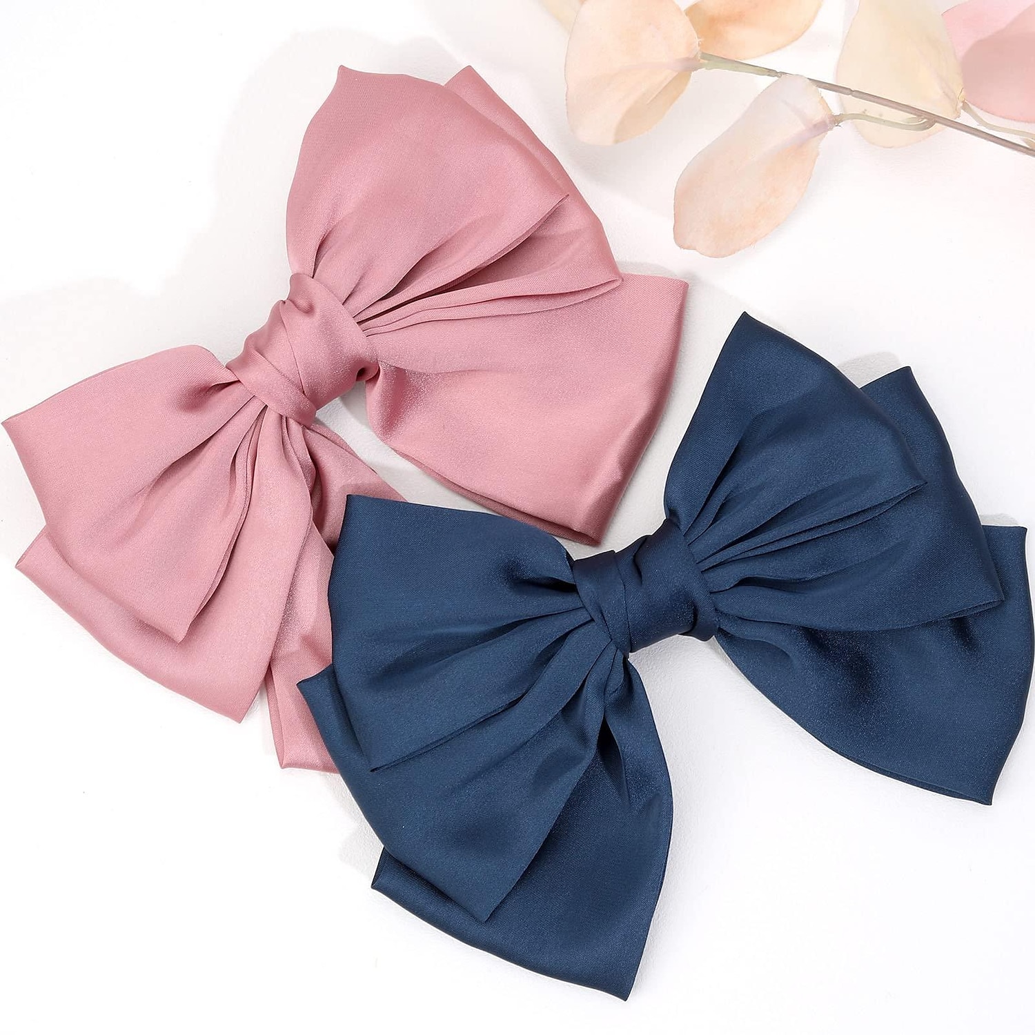 stora satin lager rosetter för kvinnor flickor 7 tum rosa blå hårspänne hårklämma stora band rosetter stil håraccessoarer 2025 - $4.99 –P8