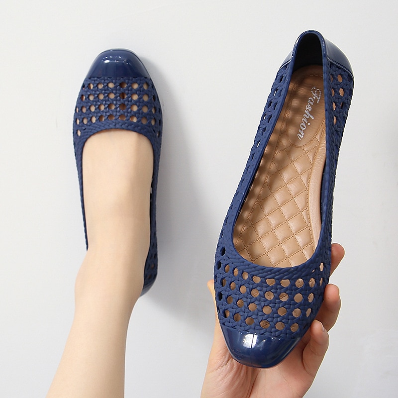 Zapatos planos azul marino calados sin cordones para mujer: zapatos ligeros y transpirables con plantilla acolchada para uso informal de verano y paseos por la playa. 2026 - $14.99 –P1