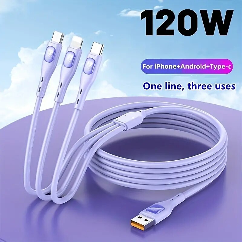 3 in 1 ontwerp voor mac 120w usb c multi snellaadkabel 3in1 meerdere telefoonoplader kabel usb c multikabel met type c/micro usb/ip voor samsung s23 s22 s21 voor iphone 14 13 12 11 x xs 8 7 pad 2025 - $12.99 –P3