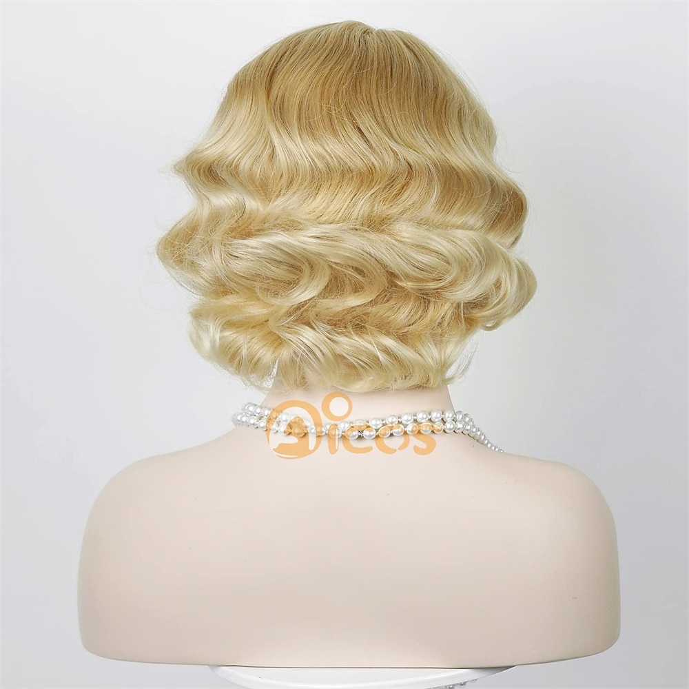 Peruca de Flapper dos Anos 1920 Cacheada com Faixa Peruca Vintage Cacheada dos Anos 20 Cabelo de Fantasia Halloween de 2025 por $19.99 –P5