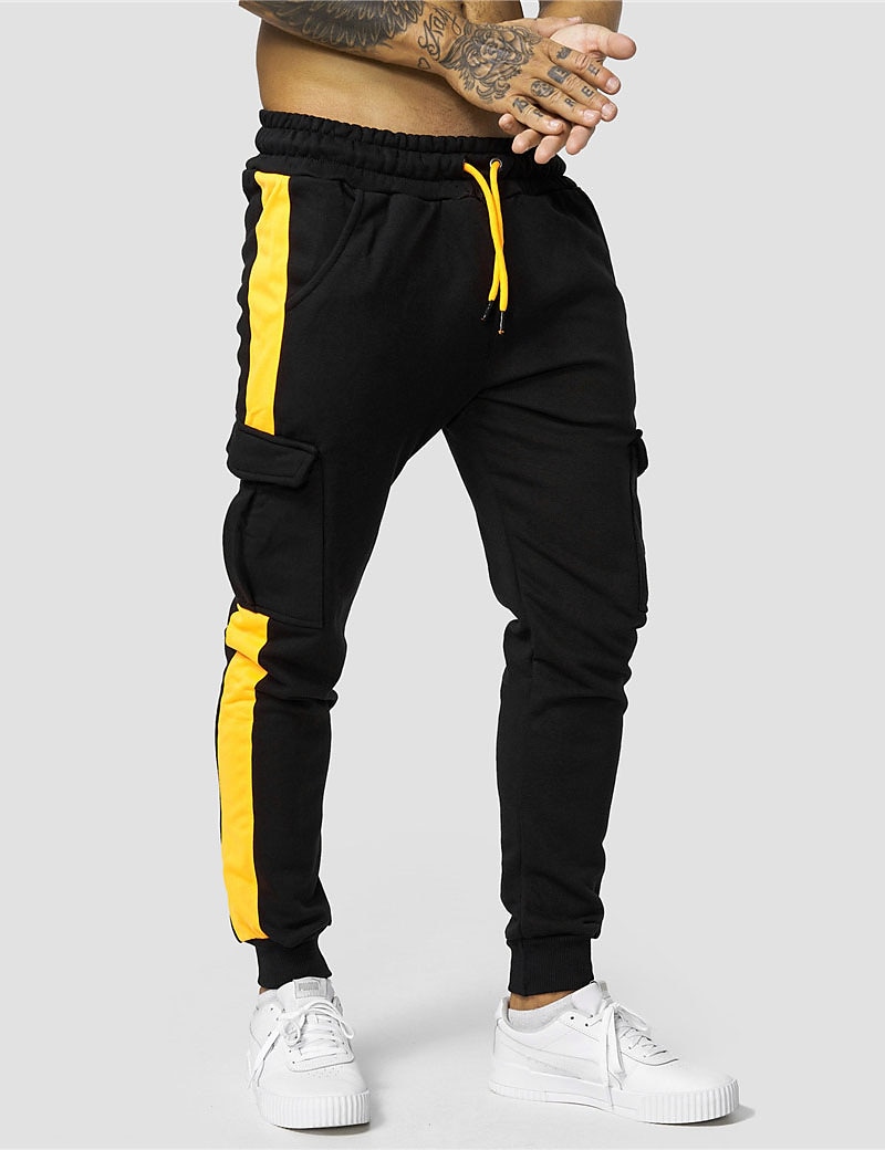 Herr Fleecebyxor Joggingbyxor Joggare Långbyxor Cargo träningsbyxor Snörning Elastisk midja Elastiskt ärmuppslag Färgblock Komfort Varm Ledigt Dagligen Helgdag Sport Mode Gul Rubinrött 2025 - $23.99 –P2