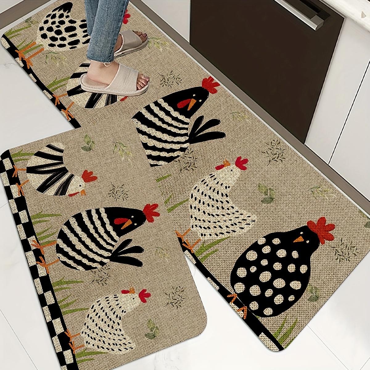  Rooster Hen Chicken Animal Kitchen Mats Indoor Outdoor Doormat  Non Slip Kitchen Rug Comfort Small Floor Mat for Home, 39 x 20 : Patio,  Lawn & Garden