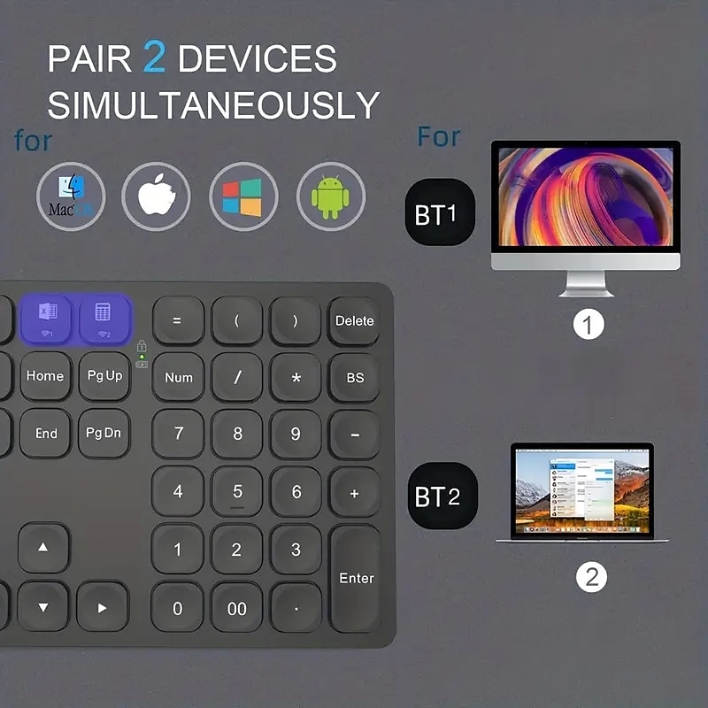 2025年 36 キー bt テンキーワイヤレス充電式テンキーキーボード超薄型数字キーボード ipad ラップトップ用  コレクション – $27.99 –P4