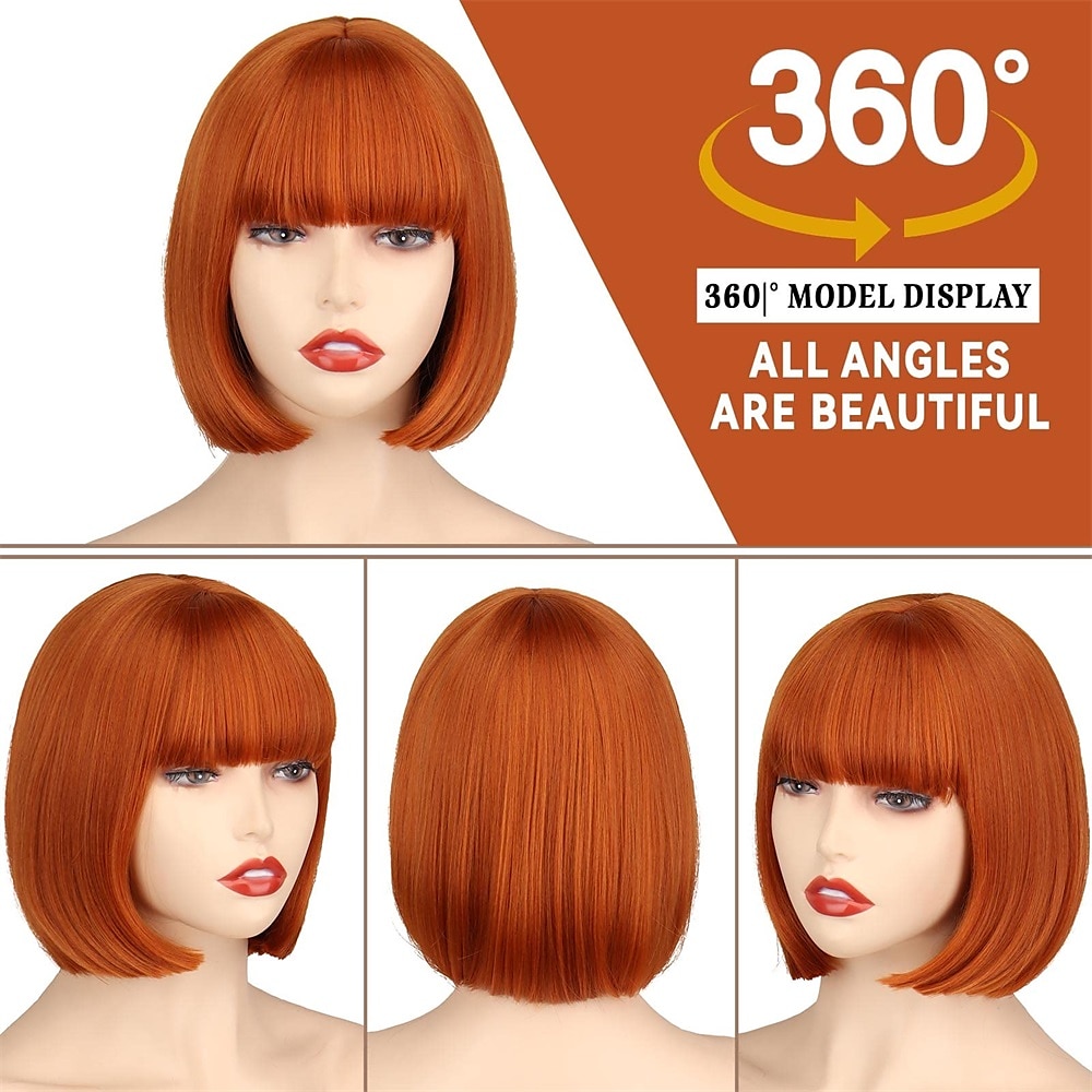 Red Wig Bangs Short Red Bob Wig for Women Auburn Wig Bob with Bangs for Daily Party Cosplay 2025 - KZT 8551.86 –P15