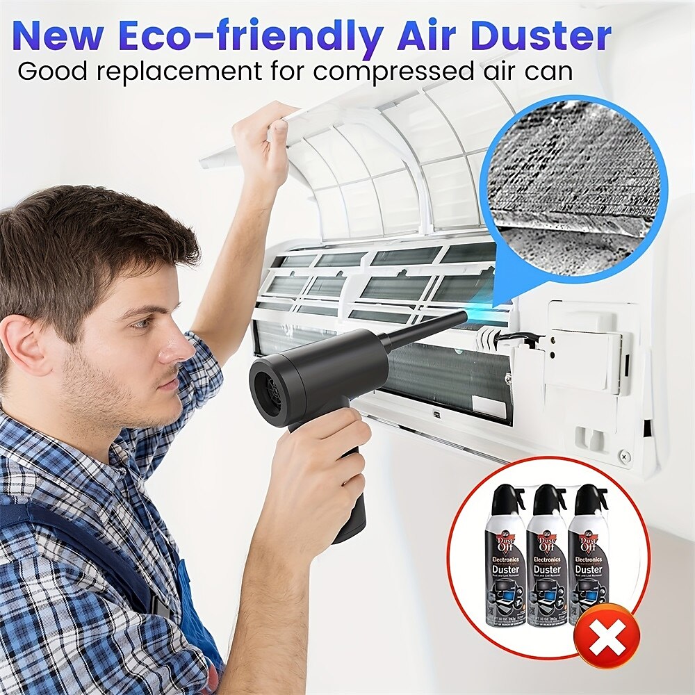 Compressed Air Duster 50000 RPM Keyboard Cleaner For Office 2 Adjustable Speed Electric Air Dusters Good Replacement For Compressed Air Can 6000 MAh Rechargeable Electric Duster For Deep Cleaning 2025 - $59.99 –P8