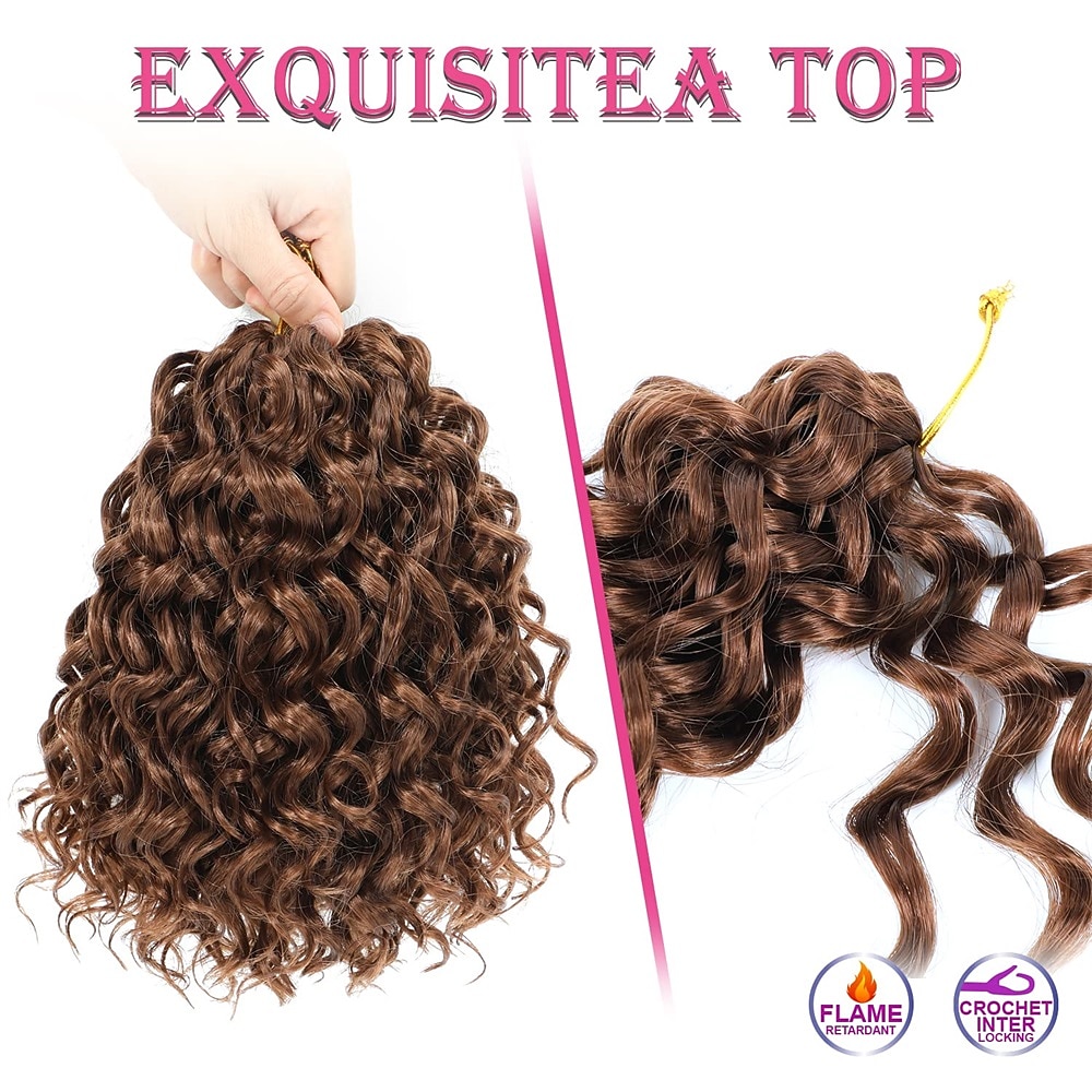 8-дюймовые короткие вьющиеся волосы крючком для чернокожих женщин пляжные завитки волна воды вьющиеся крючком косы волосы глубокая волна синтетическое плетение наращивание волос 2026 - $58.99 –P3