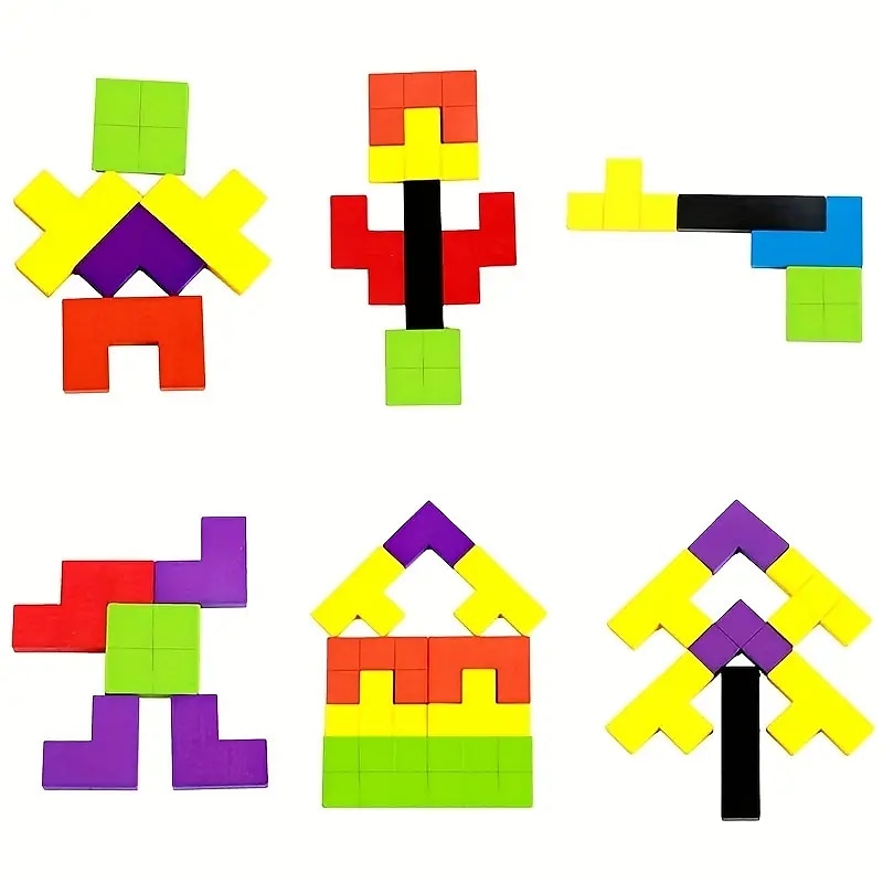 színes 3D fakockák puzzle agytorna montessori oktatójáték gyerekeknek az intelligencia fejlesztésére & kreativitás 2025 - $20.99 –P5