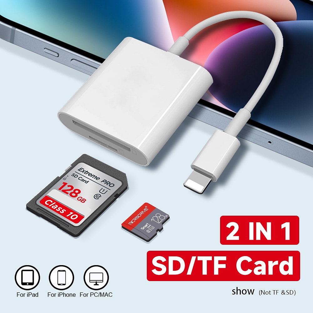 Dual Sd Card Reader Supports SD and TF Card Trail Portable Micro Sd Card Reader No Application Required for Camera iPhone iPad 2025 - $11.99 –P8